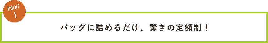 バッグに詰めるだけ、驚きの定額制！